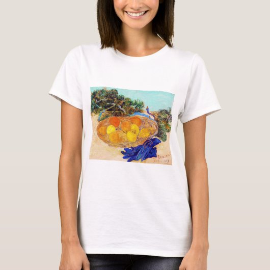 Sinaasappels met blauwe handschoenen, Van Gogh T-shirt (Voorkant)