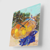 Sinaasappels met blauwe handschoenen, Van Gogh Vierkante Klok (Hoek)