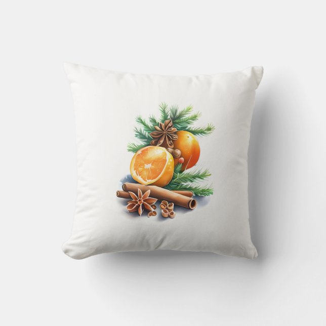 Sinaasappels met kruidnagel en kaneel naast vuurve kussen (Voorkant)