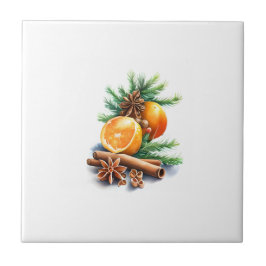 Sinaasappels met kruidnagel en kaneel naast vuurve tegeltje