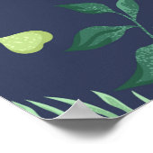 Sinaasappels met tropische bladeren en bloemen op poster (Hoek)