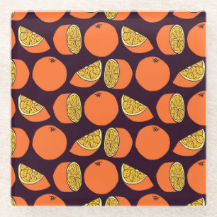 Sinaasappels naadloos patroon,  textuur. glazen onderzetter