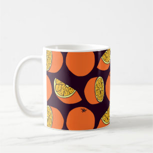 Sinaasappels naadloos patroon, textuur. koffiemok