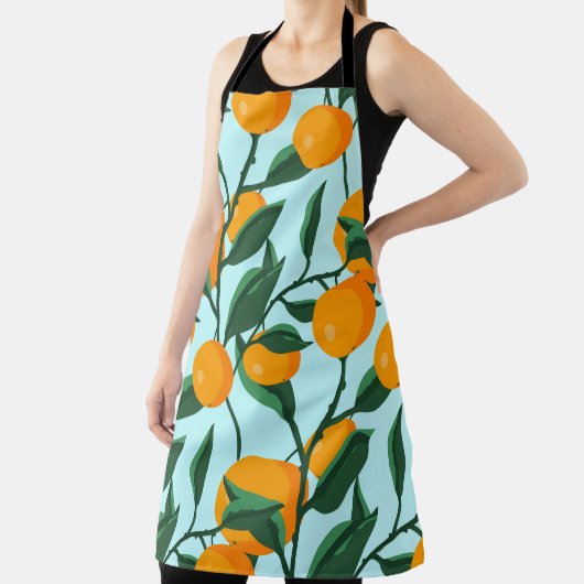 sinaasappels op bladtakken naadloos patroon, citru schort (Insitu)