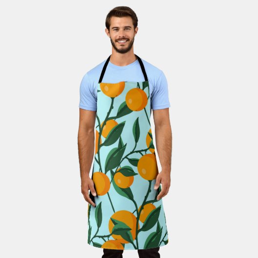 sinaasappels op bladtakken naadloos patroon, citru schort (Gedragen)
