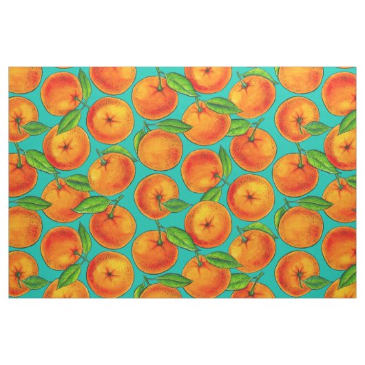 Sinaasappels op blauw stof (Fat Quarter)