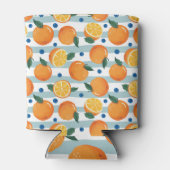 Sinaasappels op gestreepte achtergrond, zomerpatro blikjeskoeler (Achterkant)