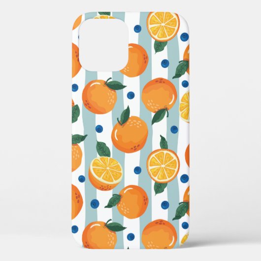 Sinaasappels op gestreepte achtergrond, zomerpatro Case-Mate iPhone case (Achterkant)
