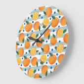 Sinaasappels op gestreepte achtergrond, zomerpatro grote klok (Hoek)