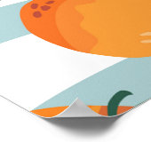 Sinaasappels op gestreepte achtergrond, zomerpatro poster (Hoek)