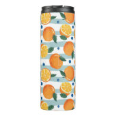 Sinaasappels op gestreepte achtergrond, zomerpatro thermosbeker (Achterkant)