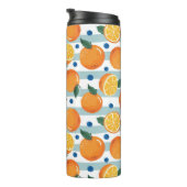 Sinaasappels op gestreepte achtergrond, zomerpatro thermosbeker (Geroteerd rechts)