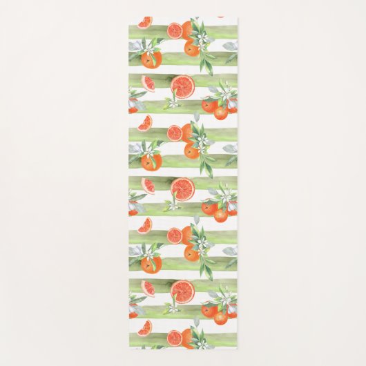 Sinaasappels op groene en witte strepen yogamat (Voorkant)