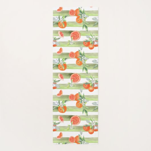 Sinaasappels op groene en witte strepen yogamat (Achterkant)