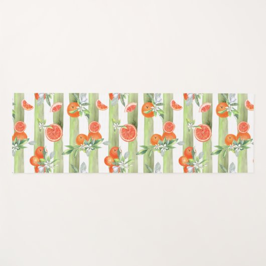 Sinaasappels op groene en witte strepen yogamat (Voorkant (horizontaal))