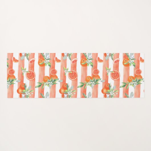 Sinaasappels op Sinaasappel en witte strepen Yogamat (Achterkant (horizontaal))