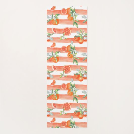 Sinaasappels op Sinaasappel en witte strepen Yogamat (Achterkant)