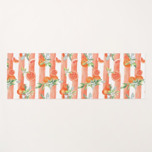 Sinaasappels op Sinaasappel en witte strepen Yogamat (Voorkant (horizontaal))