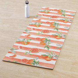 Sinaasappels op Sinaasappel en witte strepen Yogamat