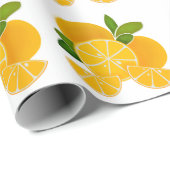 Sinaasappels, oranje plakken, citrusvruchten cadeaupapier (Rol Hoek)