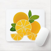 Sinaasappels, oranje plakken, citrusvruchten muismat (Met muis)