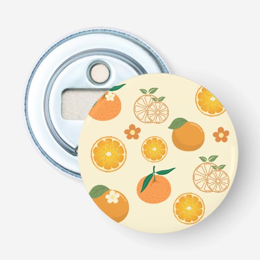 Sinaasappels Patroon Button Flesopener (Voorkant)
