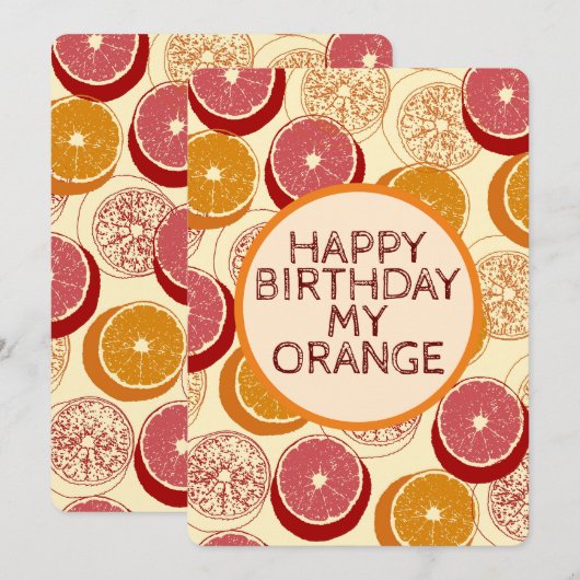 Sinaasappels Patroon Verjaardag Kaart (Voorkant / Achterkant)