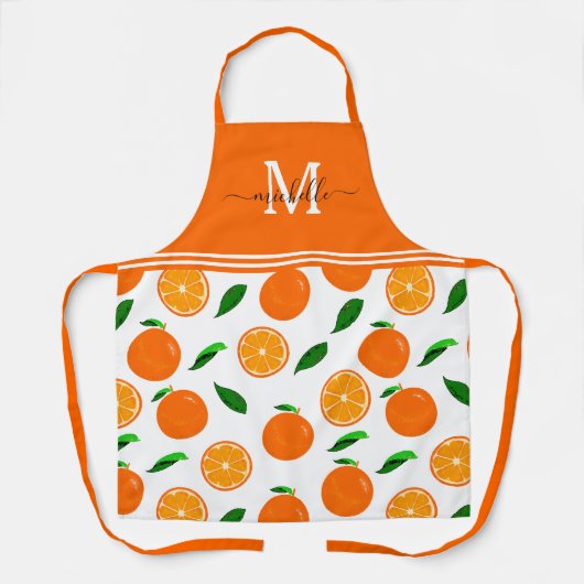 Sinaasappels Patroonmonogram Schort (Voorkant)