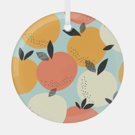 Sinaasappels Pattern: Levendig naadloos ontwerp. Glas Ornament (Voorkant)