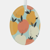 Sinaasappels Pattern: Levendig naadloos ontwerp. Glas Ornament (Voorkant Rechts)