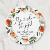 Sinaasappels Pop het als ze baby shower pop Bedankjes Labels (Voorkant)