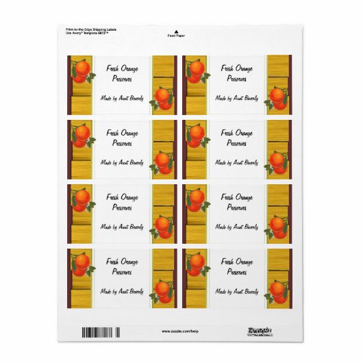 Sinaasappels Robuust Etiket voor aangepaste conse (Full Sheet)