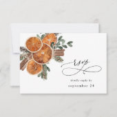 Sinaasappels Rustic Holiday met Meal RSVP 2 Kaartje (Voorkant)