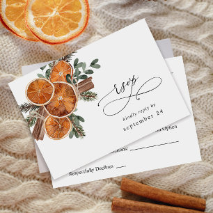 Sinaasappels Rustic Holiday met Meal RSVP 2 Kaartje