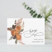 Sinaasappels Rustic Holiday met Meal RSVP Kaartje (Staand voorkant)