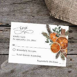 Sinaasappels Rustic Holiday No Meal RSVP 2 Kaartje