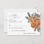 Sinaasappels Rustic Holiday No Meal RSVP 2 Kaartje (Voorkant)