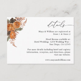 Sinaasappels Rustic Vakantie Details Informatiekaartje