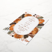 Sinaasappels Rustische feestdag Thanksgiving Folie Uitnodiging (Gedraaid)