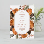 Sinaasappels Rustische feestdag Thanksgiving Folie Uitnodiging (Staand Voorkant)