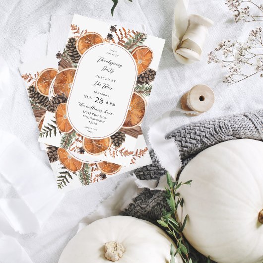 Sinaasappels Rustische feestdag Thanksgiving Kaart