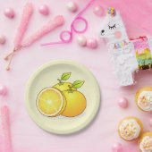Sinaasappels schattig fruit papieren bordje (Feest)