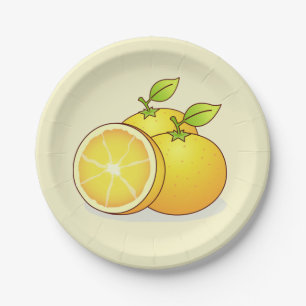 Sinaasappels schattig fruit papieren bordje