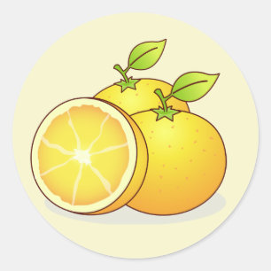 Sinaasappels schattig fruit ronde sticker
