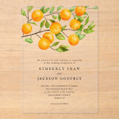 Sinaasappels Summer Garden Wedding Acryl Uitnodigingen (Voorkant)