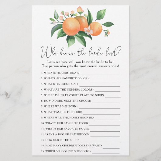 Sinaasappels tak - Wie kent de beste game op de ra (Voorkant)