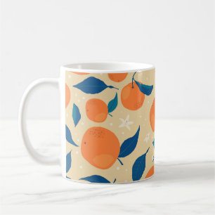 Sinaasappels takken: beige achtergrond patroon koffiemok