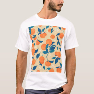 Sinaasappels takken: beige achtergrond patroon t-shirt