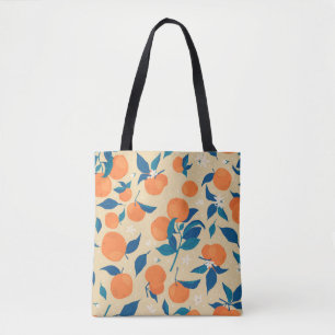 Sinaasappels takken: beige achtergrond patroon tote bag