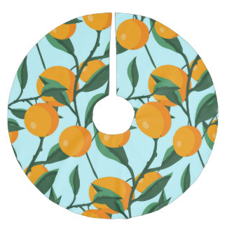 Sinaasappels takken, citrus print. kerstboom rok